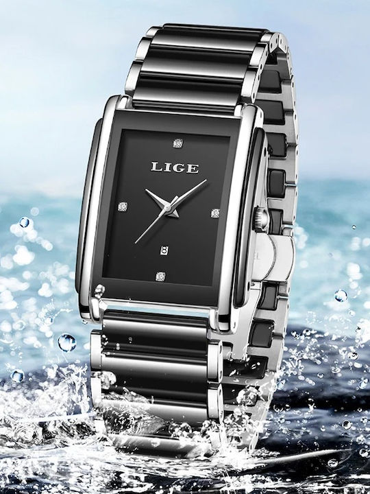Lige Дамски Часовник 34mm Автоматичен с Черна Керамична Верижка