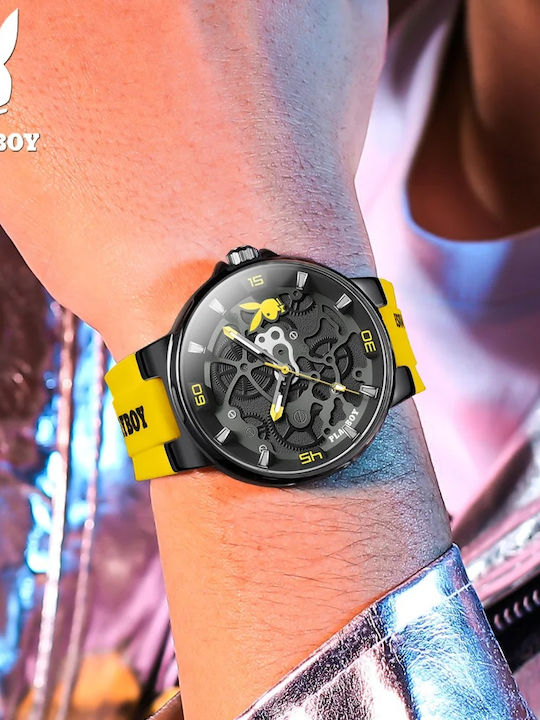 Playboy Women's Watch with Yellow Metal Bracelet