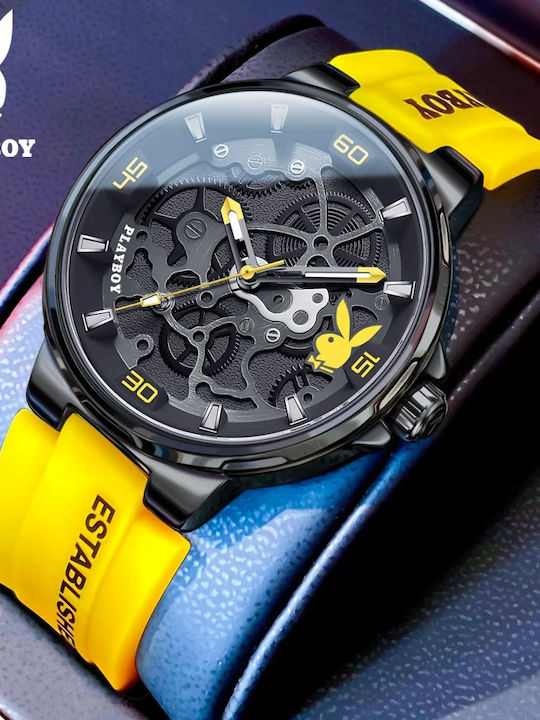 Playboy Women's Watch with Yellow Metal Bracelet