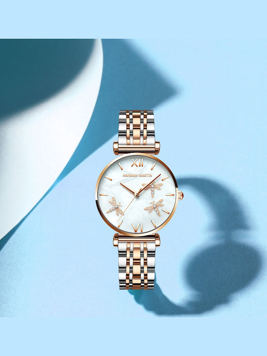 Hannah Martin Ceas de Damă cu Rose Gold Brățară Metalică