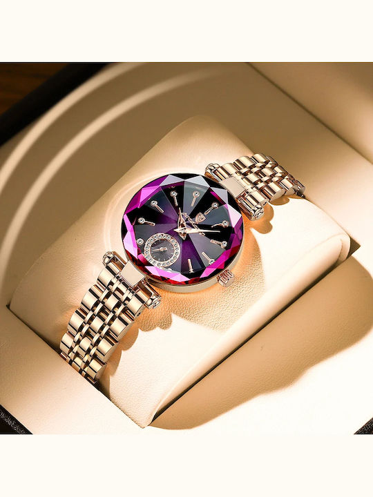 Poedagar Ceas de Damă cu Rose Gold Brățară Metalică