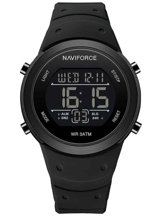 Naviforce Digital Ceas de Damă cu Negru Curea din Cauciuc