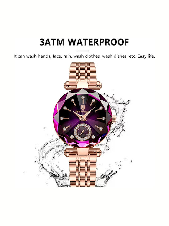 Poedagar Ceas de Damă cu Rose Gold Brățară Metalică