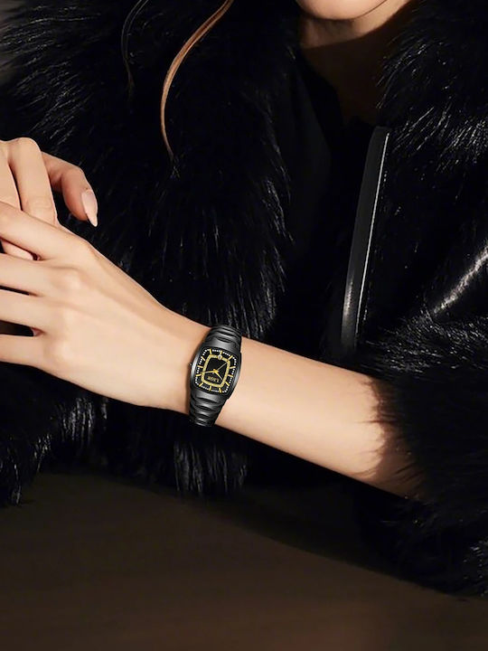Lige Γυναικείο Ρολόι 43mm Μπαταρίας με Μαύρο Κεραμικό Μπρασελέ