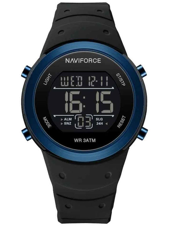 Naviforce Digital Ceas de Damă cu Negru Curea din Cauciuc