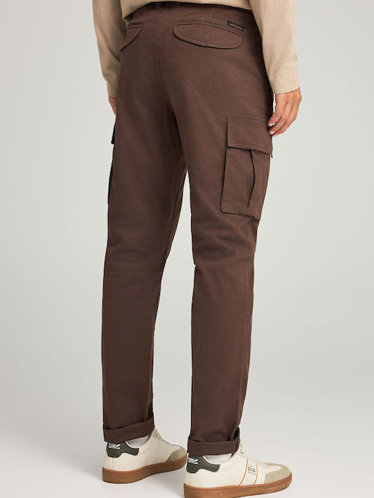 Trousers Cargo Elastic in Regular Fit Brown