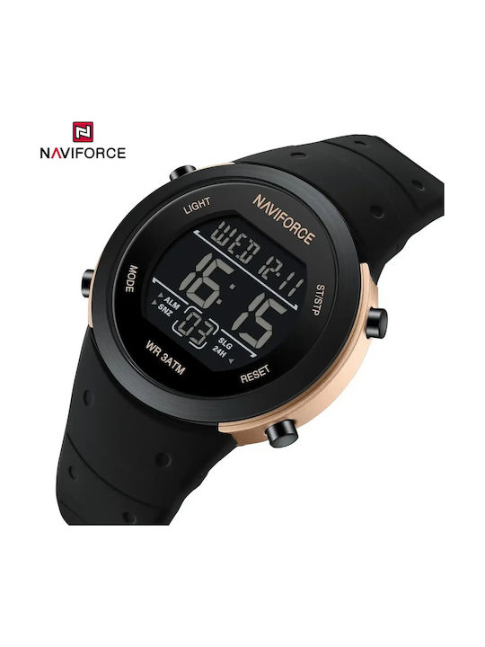 Naviforce Digital Ceas de Damă cu Negru Curea din Cauciuc
