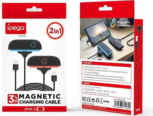 iPega Cablu de Încărcare pentru Switch 2 Roșu