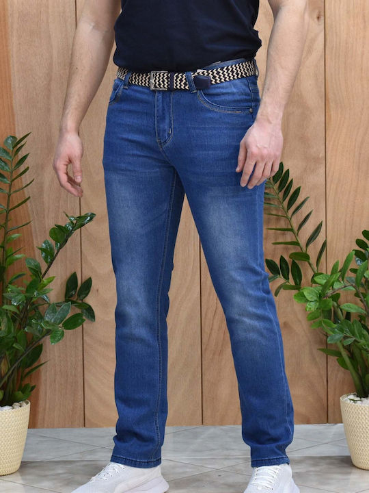 Ανδρικό Παντελόνι Τζιν με Slim Εφαρμογή Μπλε