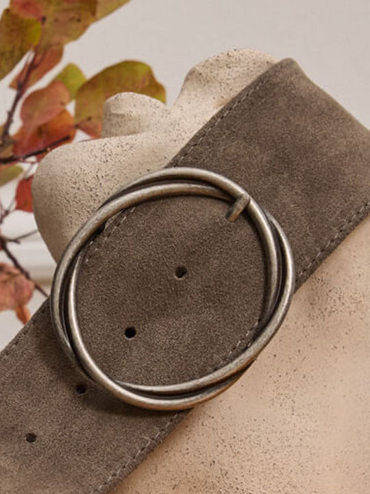 Leather Women's Belt Chain Brown