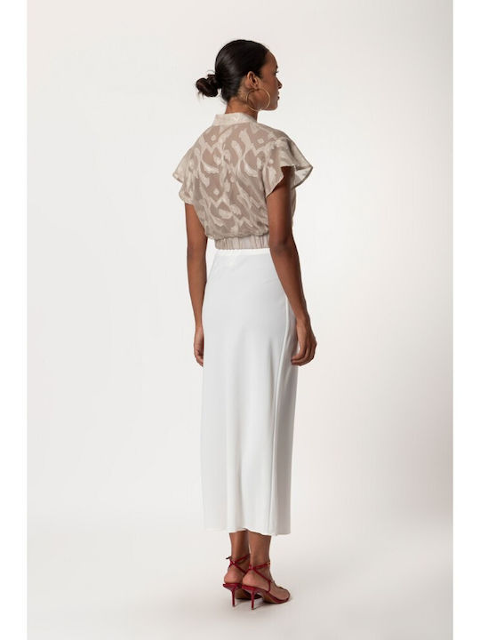 Satin Midi Skirt Black, White