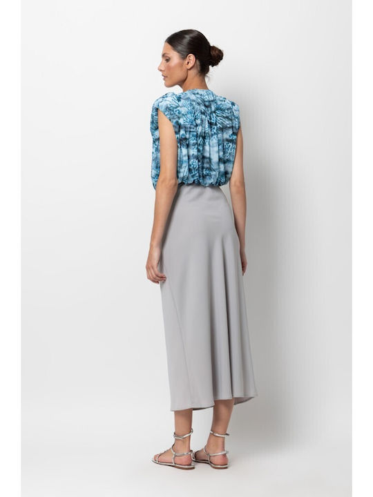 Satin Midi Skirt Black, Grey