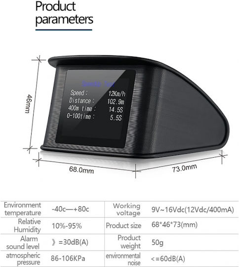 Pyramid Instrument digital OBD2, Head Up Display, Turometru, Contor RPM și Temperatura apei Pentru mașină 66.04mm pentru montare pe Tabloul de bord
