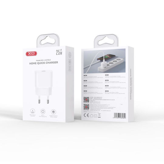 XO Charger Without Cable with USB-C Port 20W Power Delivery Whites (L167)