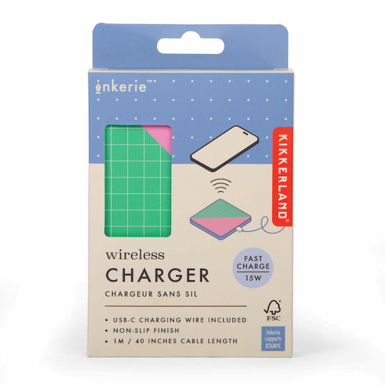 Kikkerland Wireless Charger (Qi Pad) 15W Grid (Inkerie)