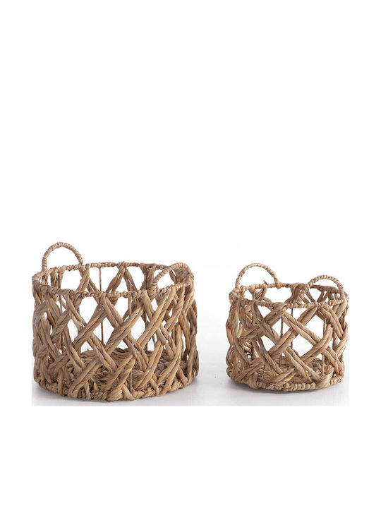 Nef-Nef Homeware Διακοσμητικό Καλάθι Ψάθινο Εκρού 18εκ.