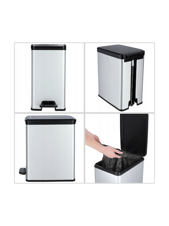 Kadax Bin Slim Bin Coș de Gunoi Plastic Argintiu 25lt 1buc