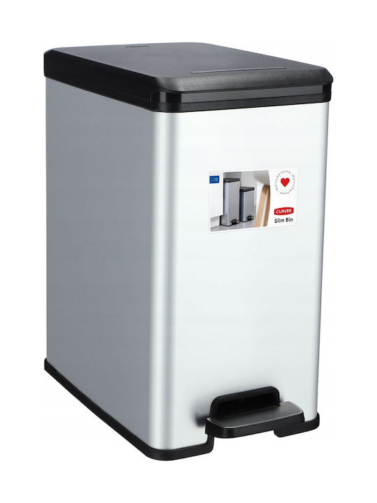 Kadax Bin Slim Bin Coș de Gunoi Plastic Argintiu 25lt 1buc