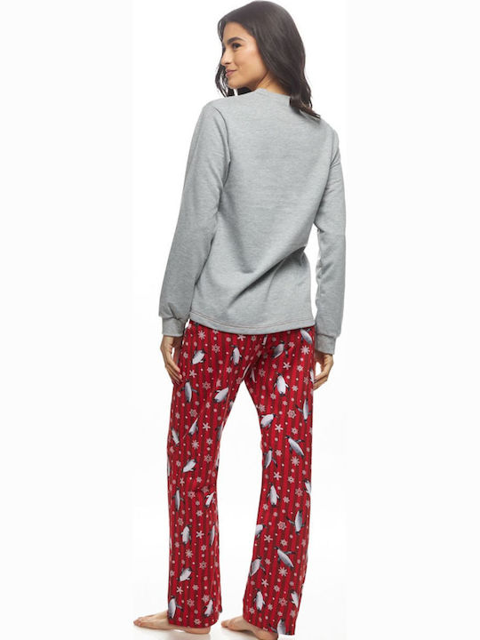 Galaxy Winter Women's Pyjama Set Grey Melange "love