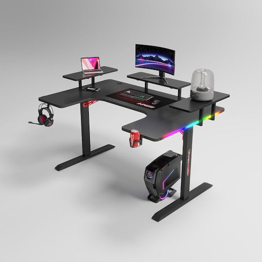 Γραφείο Gaming με LED & USB θύρες 100x74εκ. Μαύρο