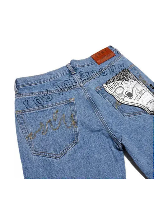 Men's Jeans Pants with Regular Fit Washed Blue