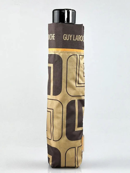 Guy Laroche Αντιανεμική Αυτόματη Ομπρέλα Βροχής Σπαστή Καφέ