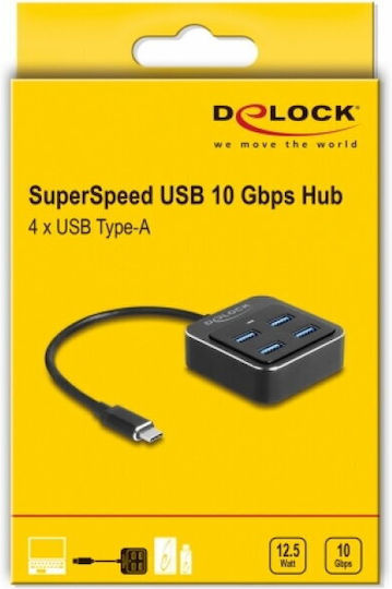 DeLock Hub USB 4 Porturi USB 3.2 cu Conectare USB-C