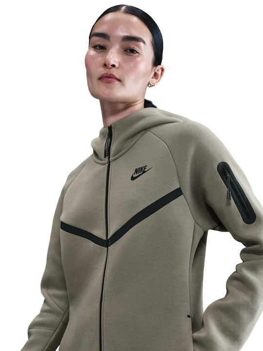 Sportswear Women's Sweatshirt Jacket Hooded Khaki