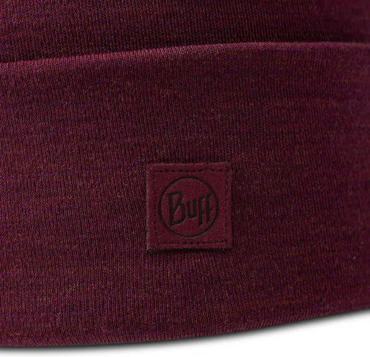 Merino Beanie Unisex Beanie Gestrickt in Burgundisch Farbe