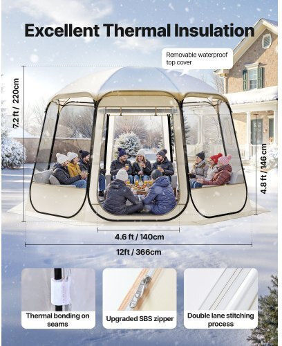Vevor Χειμερινή Σκηνή Camping Pop Up Διάφανη 336x345x220εκ.