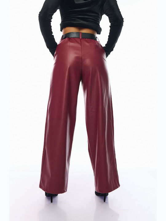 Damen Stoff Hose Burgundisch