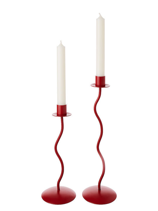 Butlers Highlight Candle Holder Metal in Red Color 9x9cm 1pcs