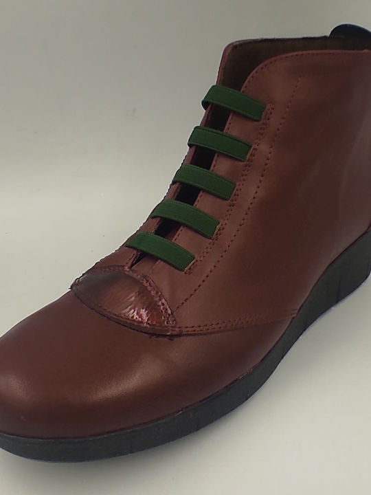 Leather Women's Ankle Boots Burgundy