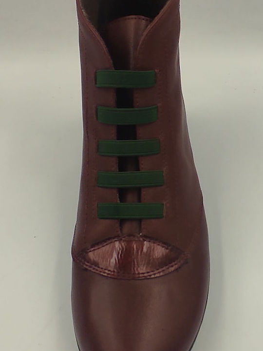 Leather Women's Ankle Boots Burgundy