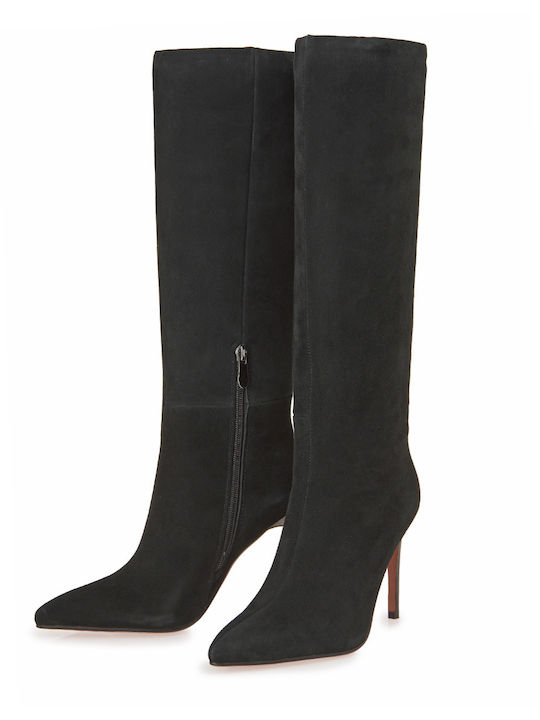 Suede High Heel Women's Boots Black
