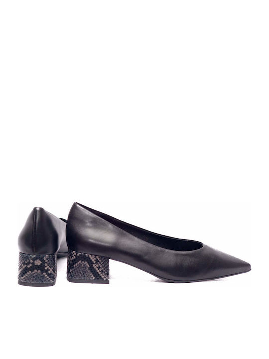 Leather Black Low Heels Animal Print
