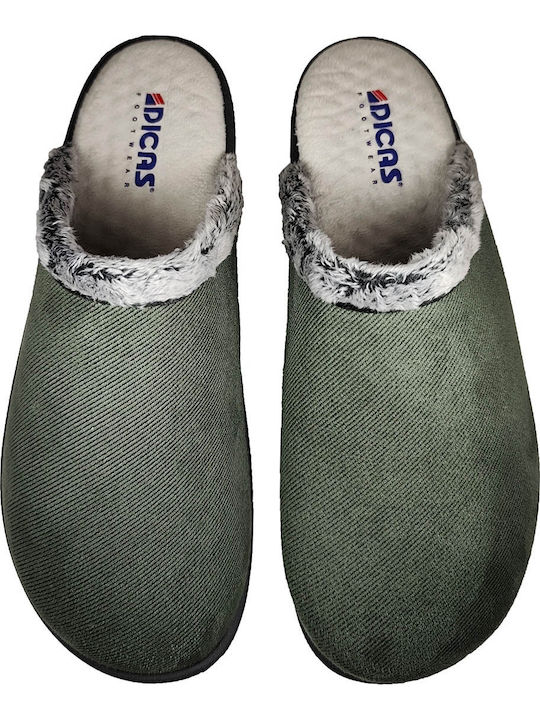 Men's Slippers with Fur Khaki