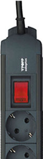 Popp Πολύπριζο 7 Θέσεων με Διακόπτη και Καλώδιο 2m Γκρι