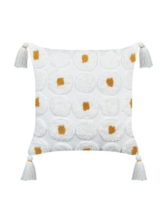 Beliani Μαξιλάρι Καναπέ Azalia από 100% Βαμβάκι White 45x45εκ.