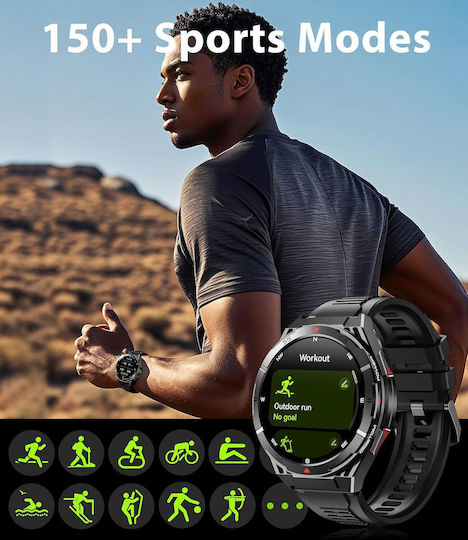 Oukitel BT12 Smartwatch with Heart Rate Monitor (Black)