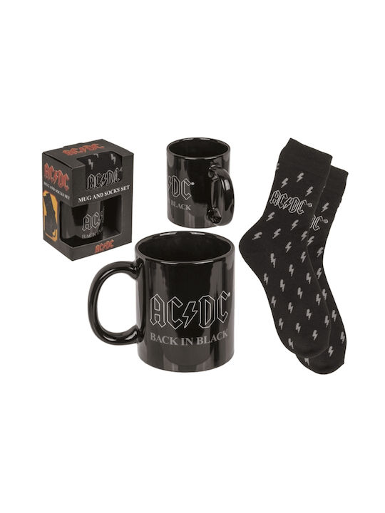 Gift Set Mug Socks AC DC Polyester Ceramic 315 Ml size 41-45