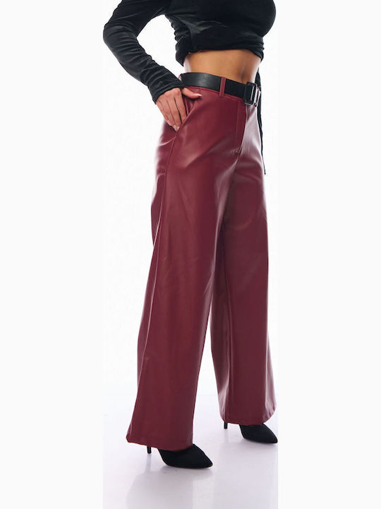 Damen Stoff Hose Burgundisch