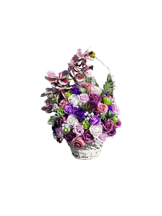 Royal Orchid Кошница Сапунени Рози Аксесоари Изкуствени Цветя Растения Лилаво Бяло Синьо