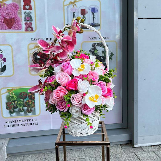 Royal Orchid Basket Orchid Soap Roses Accessorized Decorative Artificial Flowers And Plants Pink White Fuchsia