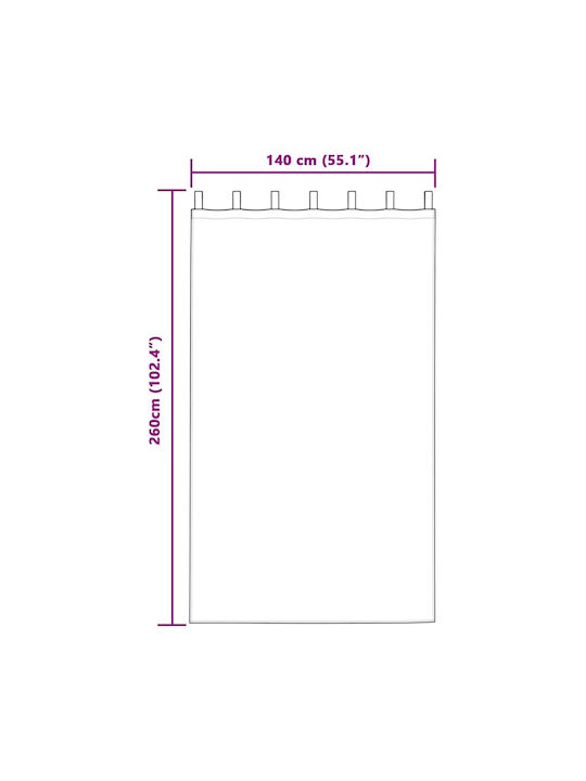 vidaXL Σετ Κουρτίνες με Τιράντες Μωβ 140x260εκ.
