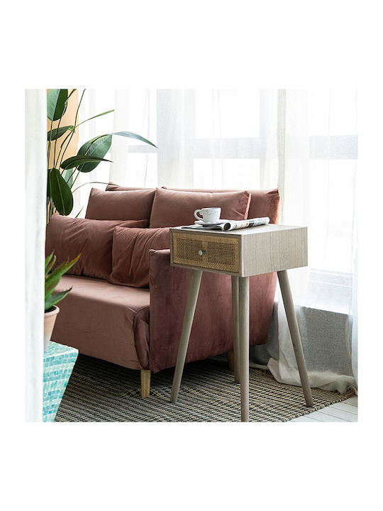 Artekko Cons Brown MDF Console Rattan 40x37x70 Cm 40cm X 37cm X 70cm