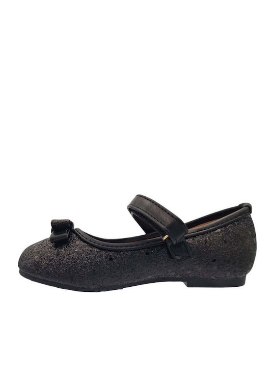 Kids Anatomic Ballerinas with Hoop & Loop Closure Black