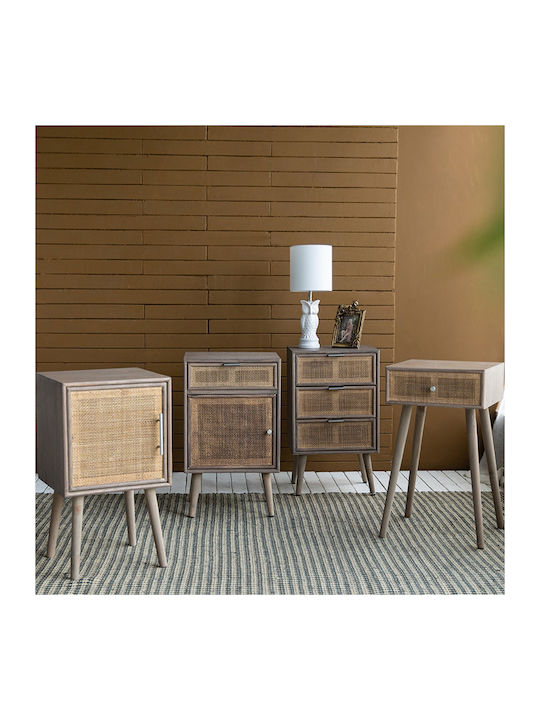 Artekko Cons Brown MDF Console Rattan 40x37x70 Cm 40cm X 37cm X 70cm