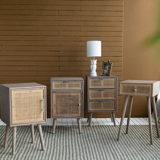 Artekko Cons Brown MDF Console Rattan 40x37x70 Cm 40cm X 37cm X 70cm