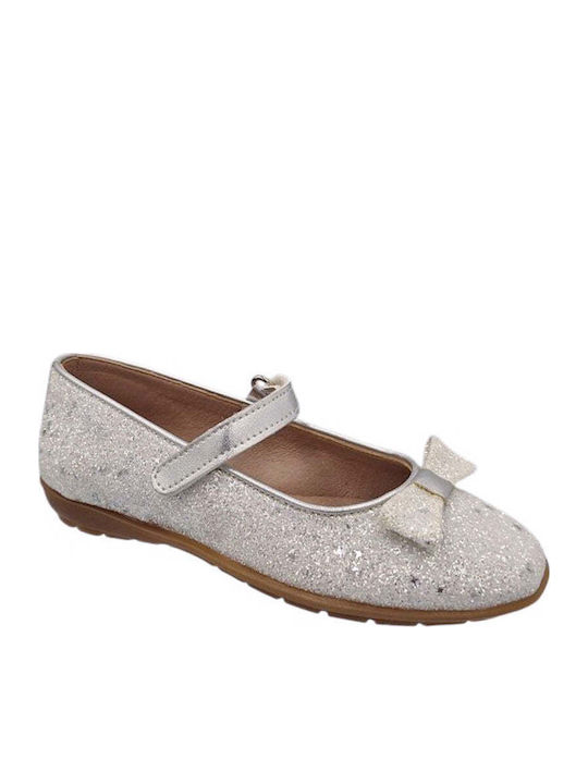 Kids Anatomic Leather Ballerinas with Hoop & Loop Closure White